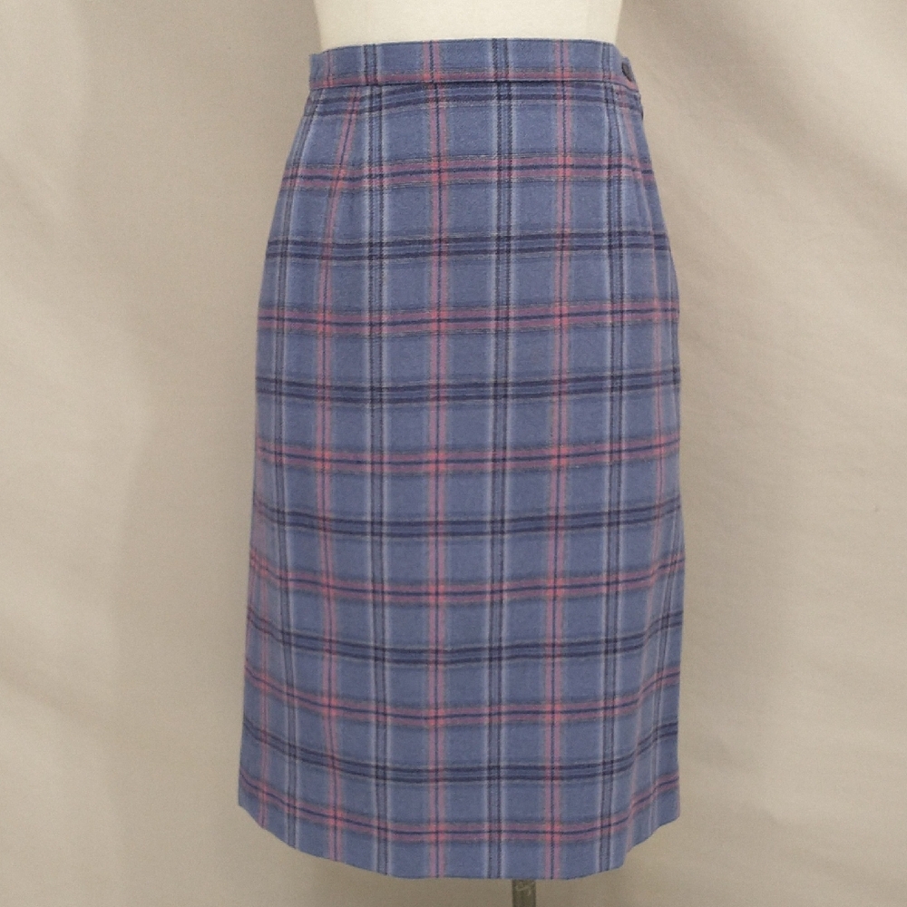 Lavender &Pink Wool Skirt Pendleton USA Vintage Mrk8 Fit6 Straight Plaid Classic